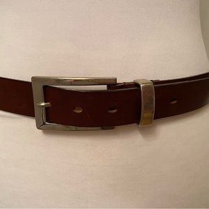 TAROX BELT BROWN LEATHER SILVER TONE BUCKLE ITALY SIZE L